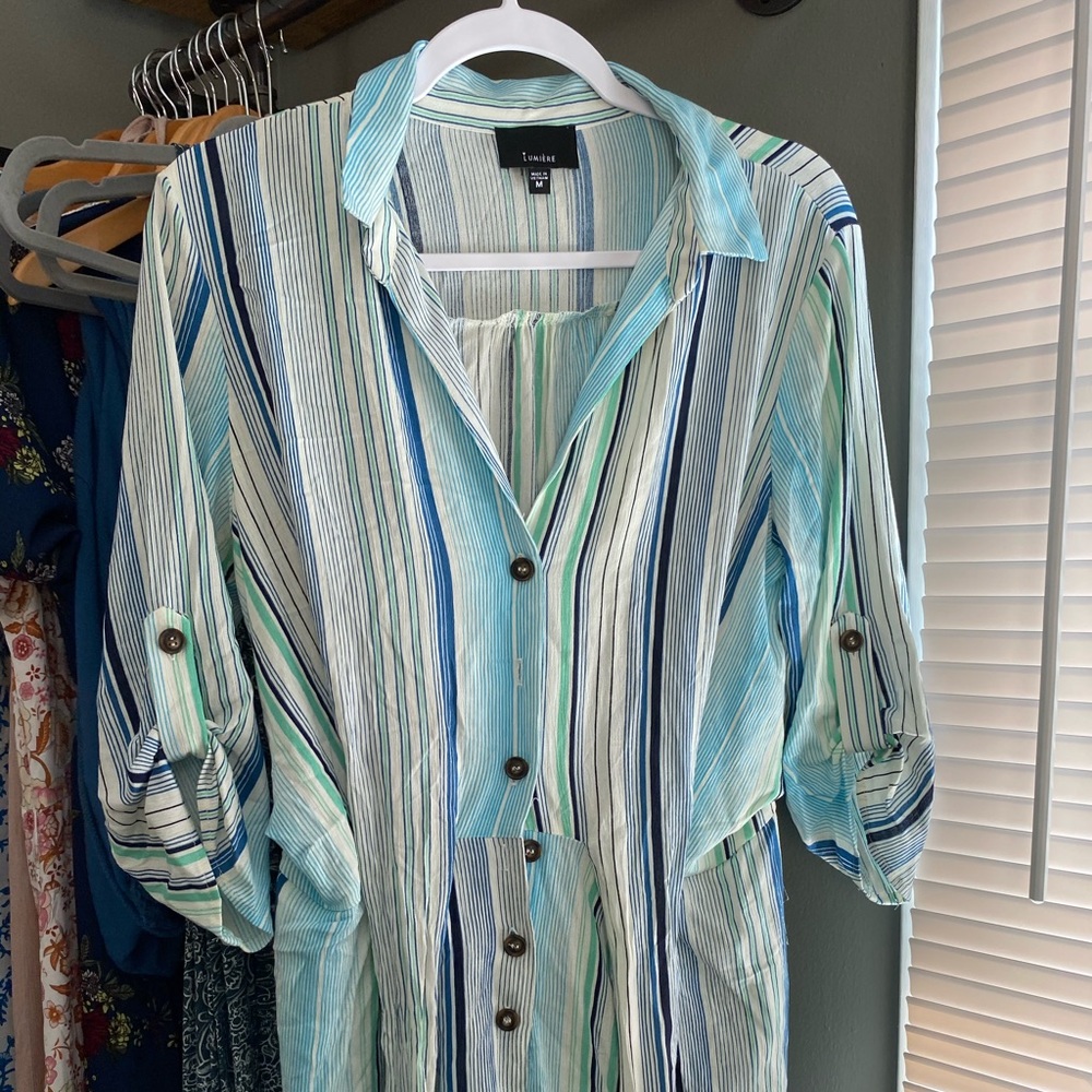 Just fab tie front/button up romper